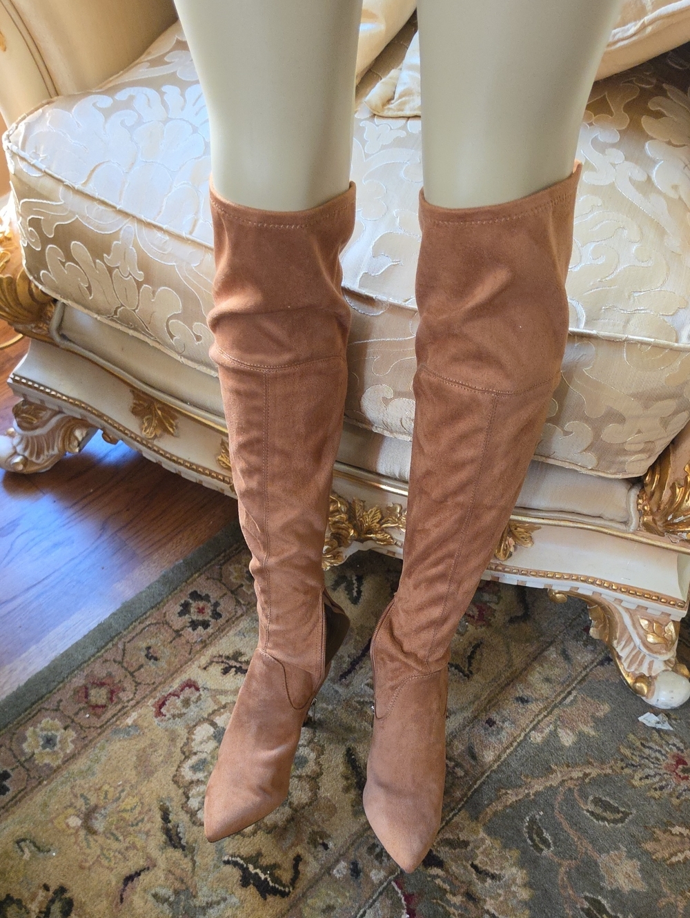 Marc Fisher Camel Suede Over-the-Knee Pointed Toe Boots